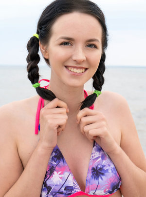 18 year old girl is pleasured with sex toys in canvas sneakers by man friend